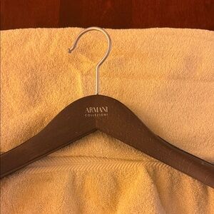Armani Collezioni Brown Wooden Jacket Hanger with Silver Hook